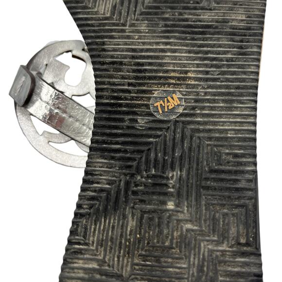 Tory Burch Miller Leather Wedge Platform Sandals Metallic Silver Size 7.5M - Picture 8 of 8